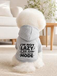 PETCIRCLE 1件寵物衣服，狗/貓戶外/室內服飾，舒適衛衣系列適用於小型犬&幼犬，春季/秋季，印花圖案+素色衛衣 - 淺灰色 - 灰色 - 查看 8