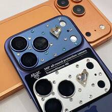 Miếng dán ống kính camera hình trái tim lấp lánh sang trọng, sáng tạo dành cho iPhone 17 Pro Max, vòng bảo vệ camera sau cho iPhone 17 Pro. - Màu xanh lam - Xem 2
