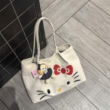 1 pieza Bolsa de lona Sanrio Hello Kitty, bolsa de hombro de gran capacidad, adecuada para compras y uso diario - View 13