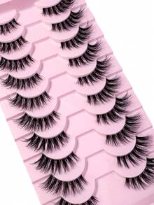 New 10 Pairs Half Lashes Clear Band Eyelashes Cat Eye False Eyelashes Transparent Fiber Lashes Half-Strip False Eyelashes, Cosplay Anime Lashes Cat Eye Lashes With Cartoon Style Eye Tail Elongated Eyelashes, 30D Fluffy, Thick Eye Corner Lashes, Faux Mink Lashes, Photogenic False Eyelashes, Suitable For Wearing Bold/Dramatic Makeup, Suitable For Outdoor Outings Or Travel-MG11 - Black - View 5