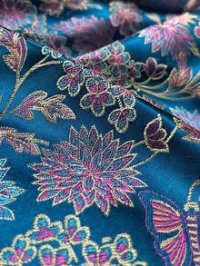 HHMC 1pc High-Quality Jacquard Fabric, Blue Color With Exquisite Floral Pattern And Satin Finish, Suitable For Sewing, Home Decor, Party Decoration, And DIY Crafts - Jacquard Fabric - View 9