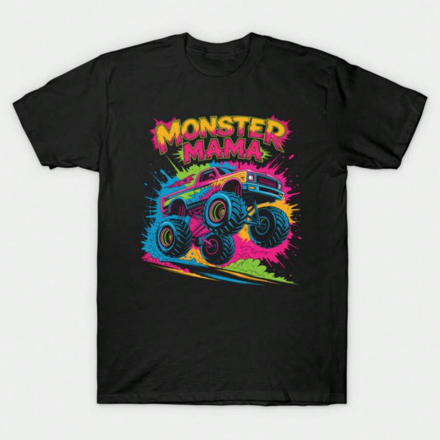 t shirt heren heren kleding heren zomer set streetwear trainingspak heren polo shirt men polo shirt men summer outfitsNeon Monster Mama Truck Splash T-Shirt by tokzalin t shirt heren jas manfinity vaderdag zomer funny t shirts  festival outfits women 67 summer outfits men vintage wit t shirt men clothes vaderdag - Noir - Voir 1