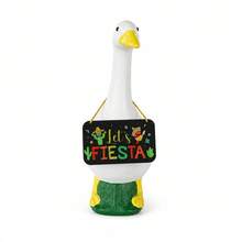 1-8 Sets Porch Goose Decor, 17"/23" Concrete Plastic Goose Duck Lawn Statue Costumes With Porch Goose Hanging Decorations (Goose Statue Not Included) - A - View 14