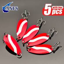 ANFS 5pcs Metal Fishing Lures - Rotating Lures With Portable Storage Box, Hard Metal Lures, Spoon-Shaped Blade Fishing Lure Set - Multicolor - View 2