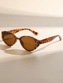 1 Pair Retro Elegant Cat Eye Fashion Glasses, Suitable For Fishing, Vacation, Sports, Travel, Streetwear, Beach, Festivals, Outdoor Activities, Parties And More - Leopard - View 2