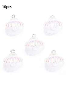10/20/100 piezas Accesorios de joyería DIY con conchas marinas de resina simulada, perlas, colgantes, pulseras, pasadores para el cabello, llaveros, encantos para bolsos - caparazón - Ver 15