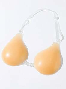 1 Pair Women Silicone Invisible Push Up Bra Sticky Nipple Cover, Reusable, Suitable For Large Bust, Strapless/Backless Dress, Cup Bust Enhancer - Apricot - View 9