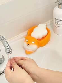 1 pieza Jabonera con forma de perro Corgi lindo con diseño de drenaje, estante de almacenamiento de baño creativo con forma de perro - Jabonera Corgi - Ver 2