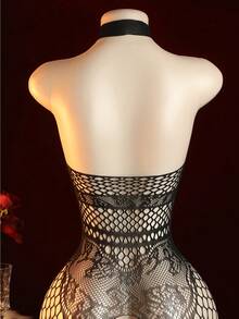 Sexy Open Jacquard Design Fishnet  - Ladies Underwear & Panties, Women's Fishnet Sexy Underwear Set, Women's Fishnet Tights, Stockings Pajamas Underwear - 黑色 - 查看 5