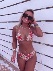 2026 Summer New Fashion Floral Print Bikini Set For Beach Party Vacation - Multicolor - View 1