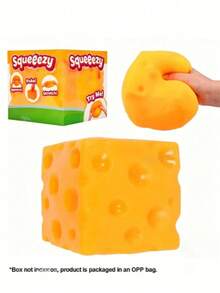Oversized Cheese Squeeze Toy, Fluid Cube Cheese Squeeze Toy, Slow Rebound Moldable Creative Tofu Ball, Square Cheese Squeeze Stress Relief Toy, Suitable For Teens And Adults, Super Hard Jelly-Like Squeeze Ball, Sensory Stimulation, Stress Relief, Birthday Party Gift, Christmas Stocking Stuffer - Multicolor - View 2