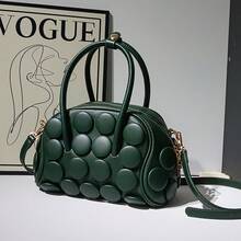 Nouveau sac à main pour femmes 2026 : sac cylindrique, sac fait main avec boutons, sac à bandoulière et sac croisé classique et polyvalent, sac à main oreiller. - Noir 25*15*18 - Voir 2