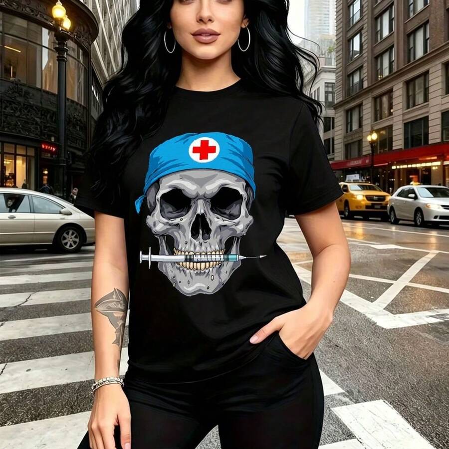 Camiseta de mujer con estampado de diseño floral vibrante y colores alegres - camiseta casual de cuello redondo, ajuste cómodo y transpirable, estilo bohemio y veraniego - ideal para fiestas del Día de la Madre, reuniones familiares y como regalo per - Negro - Ver 1
