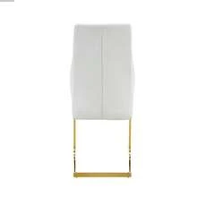 Table And Chair Set. Round 60cm Table In Walnut-Effect MDF, Gold Support Base, Matching 2 Black Dining Chairs With Diamond Pattern And Gold Metal Frame. - Platinum - View 2