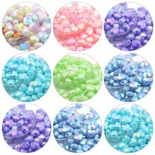 50 Peças Contas Acrílicas em Formato de Coração Multicoloridas de 8mm - Contas de Joias em Cores Arco-Íris, Adequadas para Pulseiras DIY, Colares, Brincos - Materiais Únicos de Artesanato com Contas Decorativas - Faça você mesmo contas de coração de cor sólida - Visão 2