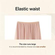 Romantic Pink Swing A-Line Skirt With Flared Hem, French Style Loose Flowy Mesh Skirt, Sweet 2025 New Collection, Spring/Summer - Apricot Powder - View 7