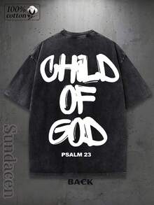 'Son Of God' Print T-Shirts For Men And Women, 100% Washed Cotton, Cotton T-Shirt, Gift Idea, Y2K Clothing, Funny Print T-Shirt For Unisex, Streetwear - 黑色 - 查看 5
