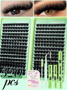 CMAYOME 320/384/448簇捲翹 10-16mm 高溶解度高容量假睫毛，放大眼睛，適合各種眼妝，含配套工具，適合初學者，獨家款，旅行、日常通勤、節慶適用 - 彩色 - 查看 17