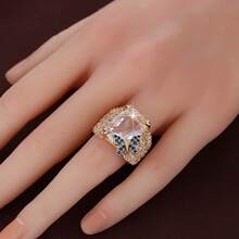 1pc Creative Butterfly Square Wide Band Design Cubic Zirconia Inlaid Women's Ring - Multicolor - View 10