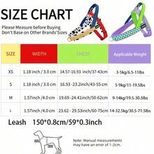 牛仔布+牛紋狗胸背帶/旋轉環牽繩，馬鞍式寵物胸背帶防拉防逃脫輕量透氣舒適易穿脫時尚配色寬版氯丁橡膠內裡適用於中小型犬室內外使用 - 黑與白 - 查看 6
