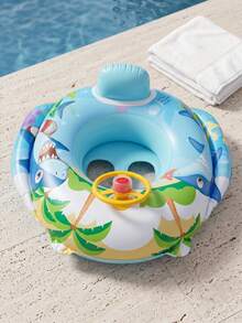 Macaron Gradient Glitter Swim Ring, Transparent Inflatable Pool Float With Gold Sequins, Thickened PVC Summer Water Gear, Back To, First Day Of School - Multicolor - View 2