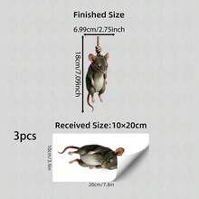 1/3/5pcs Realistic Mouse Lanyard Wall Decal Creative Funny Humorous Prank Removable PVC Wall Sticker Suitable For Living Room Office Refrigerator Wall Decoration - Mischievous Mouse - View 8