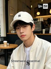 New Era New York Yankees Off-White 棒球帽，UPF50+ 防曬中性彎簷帽，極簡街頭風 - 白色 - 查看 2