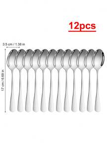 1/6/12/24pcs Dinner Spoon Set, 6.7 Inch Stainless Steel Silverware, Dessert Spoon,Table Spoon, Suitable For Home, Kitchen, And Restaurant,Kitchen,Christmas Gift - Silver - View 9
