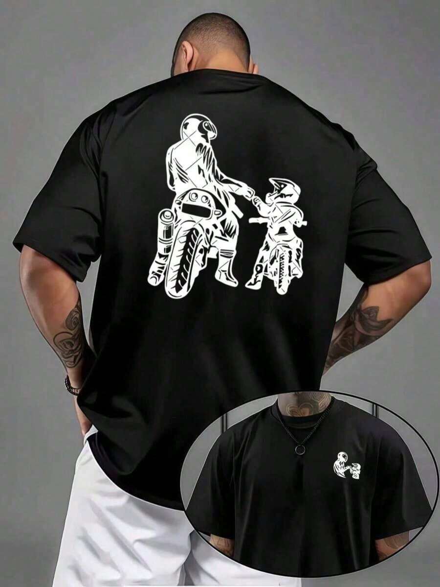 Men's Summer T-Shirts 2026: Oversized Solid Color Summer T-Shirts - 黑色 - 查看 1