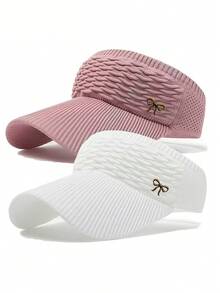 2pcs - 6 Color Options, Unisex, Suitable For 33 Holidays, Lightweight Design, Upgraded Version, Bow Logo, Suitable For Outdoor Sports And Cycling, Comfortable Breathable Sun Hat For Women - A - View 6