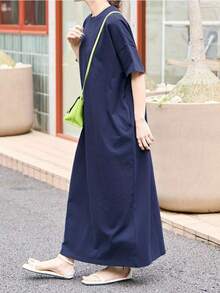 Women Long Dresses - Navy Blue - View 1