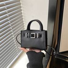 Bolso de cuero genuino de lujo, clásico y elegante, adecuado para uso diario y ceremonias. Nuevo modelo 2026, color sólido, de gran capacidad, con hebilla de cinturón, elegante y hermoso, para llevar al hombro, en la mano o cruzado, bolso cuadrado pequeño. - Rojo - Ver 6
