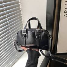 Bolso de Cuero Genuino para Mujer, Elegante Bolso de Mano y de Hombro para Oficina, Citas y Fiestas. - Negro - Ver 2