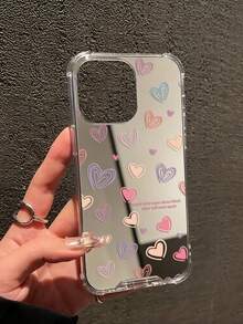 Colorful Line Heart Mirror Phone Case Compatible With & Galaxy, Y2K Aesthetic - Multicolor - View 5