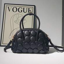 Nouveau sac à main pour femmes 2026 : sac cylindrique, sac fait main avec boutons, sac à bandoulière et sac croisé classique et polyvalent, sac à main oreiller. - Noir 25*15*18 - Voir 1