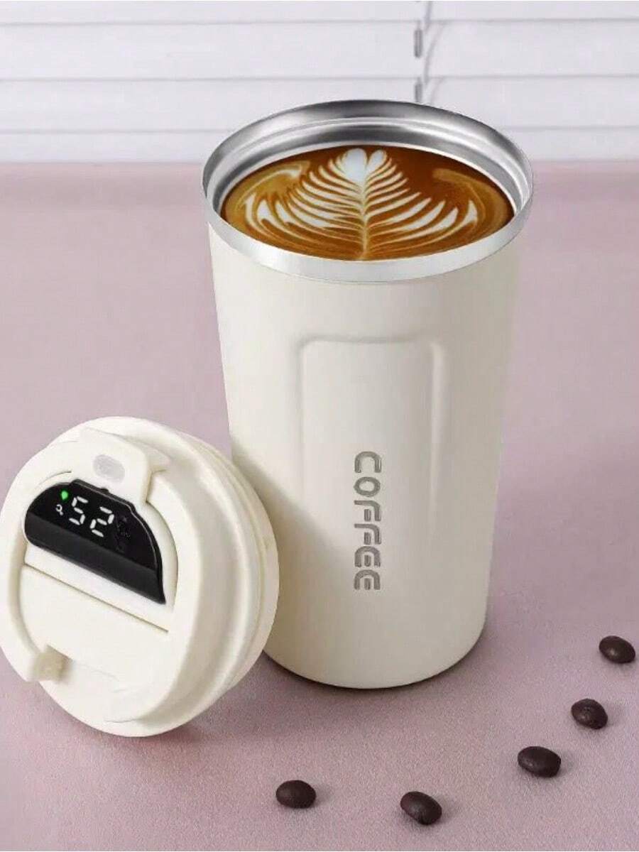 Thermal Mug With Lid And LED Temperature Display, 510 Ml, For Hot And Cold Drinks - White - View 1