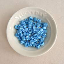 60pcs Multicolor Striped Cylindrical Resin Spacer Beads With White Stripes, Suitable For DIY Jewelry Making, Bracelets, Necklaces, Earrings, Hair Accessories And Handmade Crafts - Multicolor - View 14