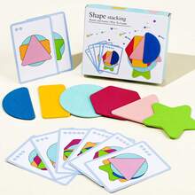 1 Set de Juguete de Apilamiento y Emparejamiento de Formas Geométricas Coloridas, Juguete Educativo de Madera para el Desarrollo Cognitivo de Color & Forma para Bebés, Juguete de Aprendizaje STEM para Niños, Juego de Desafío Interactivo Padre-Hijo, Ayuda de Enseñanza de Iluminación para Jardín de Infantes - Multicolor - Ver 2