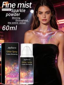 1 Box (60ml) Party Glitter Spray, Skin, Collarbone, Galaxy Highlighter For Party, Date, Wedding, Performance, Shimmery, Long-Lasting, Refreshing, Moisturizing, Glowing Glitter Spray - Baby Pink - View 3