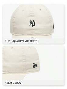 New Era New York Yankees Off-White 棒球帽，UPF50+ 防曬中性彎簷帽，極簡街頭風 - 白色 - 查看 5