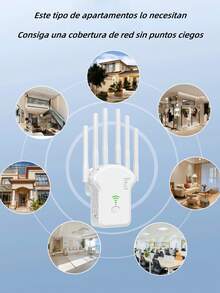 ONEEKA Wireless Repeater Wifi Signal Booster, High Speed And Stability, Signal Through Walls, 300M Single Frequency, 6 Antenna Strong Signal Router - 白色-普通版 - 查看 4