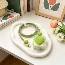 Gradient Single Wave Heart-Shaped Cable Protector, Prevent Breakage Compatible With Apple 18-20W Charger - Multicolor - View 4