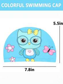 1 pieza Gorro de natación de dibujos animados, universal, antideslizante y cómodo con protección para los oídos, gorra de tela con estampado de dibujos animados lindos - Multicolor - Ver 14