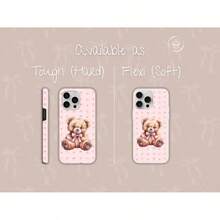 Expédition 24h depuis DE Coque Apple 17 Pro Max Plus Mignonne Ours en Peluche avec Nœuds Roses Cœurs Esthétique Cottagecore Romantique Cadeau Pastel pour Femmes Filles Accessoire Kawaii Girly 23 24 25 26 - 1 image couleur - Voir 6