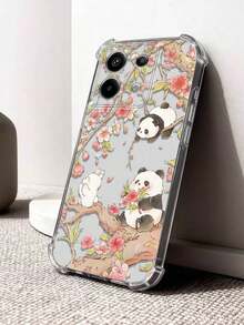 1 pieza Funda de teléfono transparente con diseño antideslizante y creativo de panda con flor de melocotón compatible con 9 Pro XL/ Smart 8/ Hot 40i/Spark 20/Spark 20C/Spark Go 2024/ Moto G8 - Multicolor - Ver 5