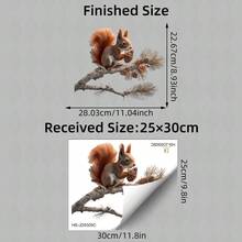 1pc Cute Red Squirrel Window Decals, Realistic Autumn Winter Forest Animal Stickers, Removable No Glue Needed Nature Pine Cone Window Clings For Home Living Room Kitchen Decor, Winter Window Decor - Lively Animals (without Glue) - View 4