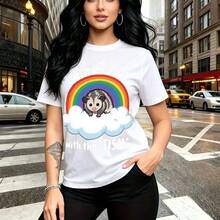 Camiseta de mujer con estampado vibrante y alegre - diseño casual de cuello redondo, ajuste cómodo y fresco ideal para el clima cálido - perfecta para fiestas patrias, reuniones familiares y regalos especiales para mamá, esposa, novia, hermana mayor - Blanco - Ver 9