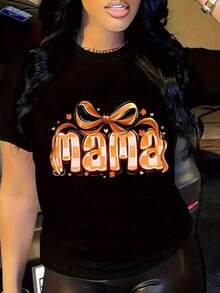 Camiseta casual de aodón con cuello redondo y manga corta con estampado gráfico para mujer de talla grande - Estampado floral de otoño y ence con calabaza, camiseta cómoda de tempor para otoño e invierno, perfectara Halloween, Acción de Gracias, Navidad, regalos para familiares y amigos, blusas para mujer - Negro - Ver 2