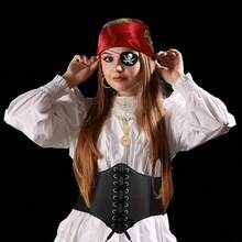 3pcs Women's Pirate Costume Accessory Set, Includes Headscarf, Belt, Eyepatch, Suitable For Party, Halloween Role Play Pirate Costume Props - Multicolor - View 2