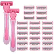 6-Layer Manual Body Hair Razor, Women's Razor, Bikini Trimmer, Hair Removal Device, Facial Body, Men's And Women's Grooming And Beauty Tools, Face Razor, Wax Hair Removal, Shaver For Women, Facial Hair Remover - Baby Pink - View 13